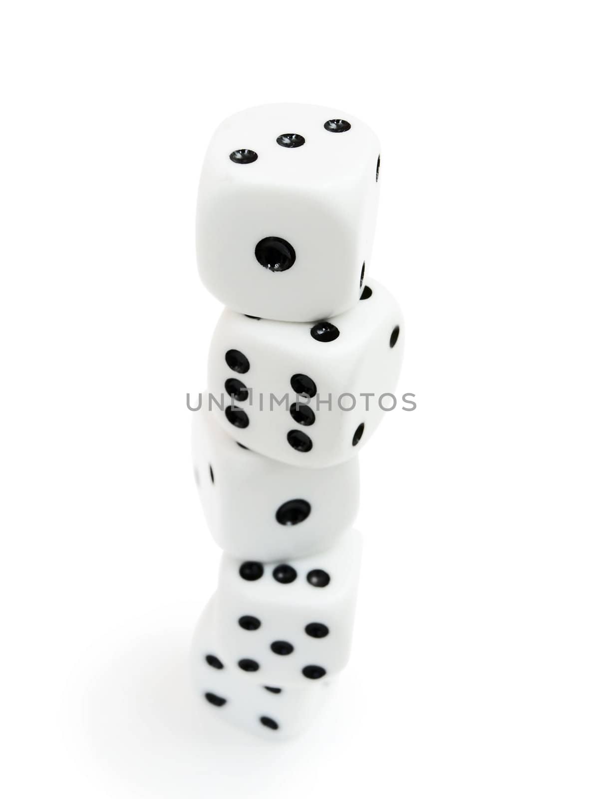 dice pyramid over thew white background