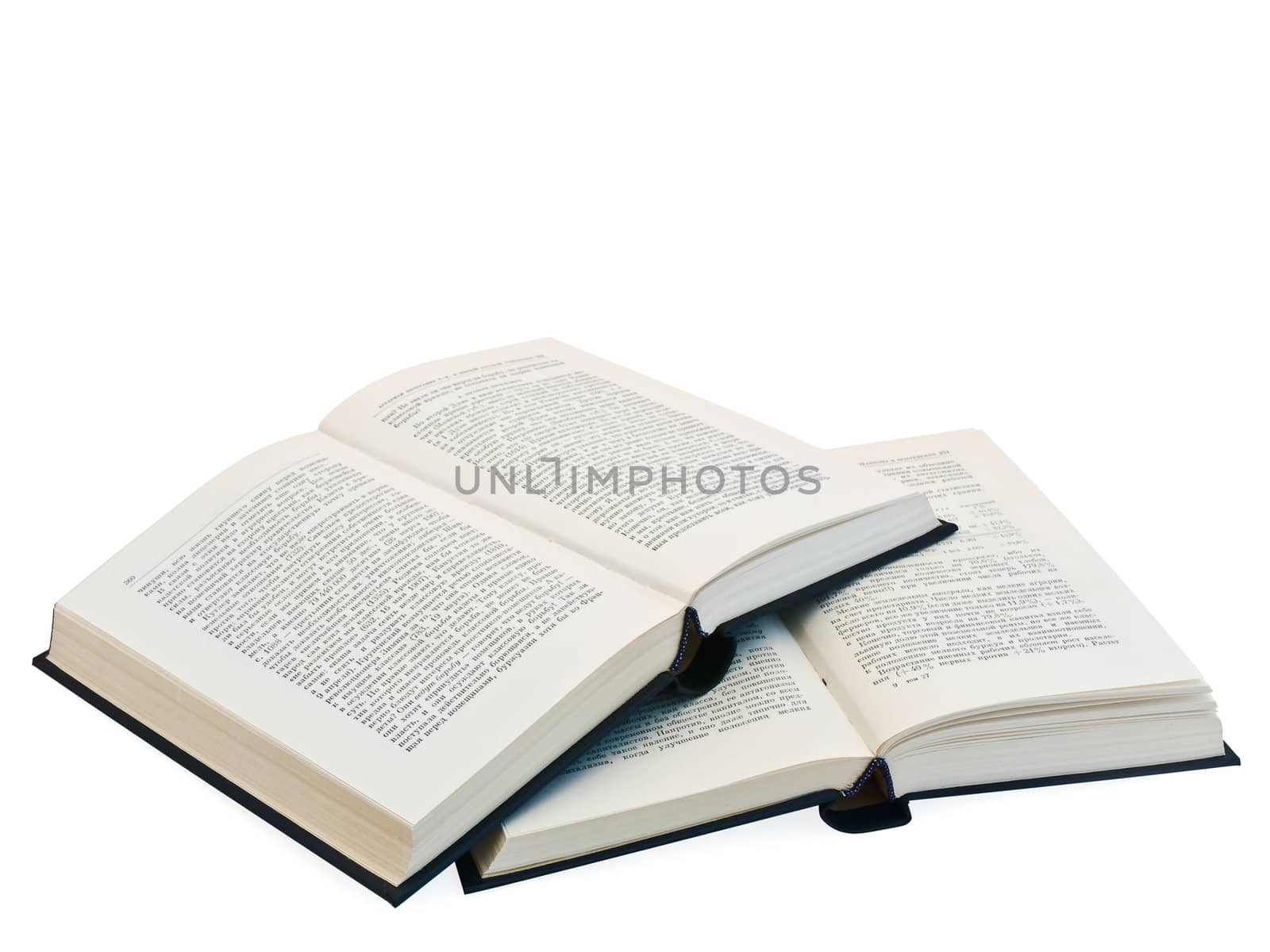 two open books against the white background