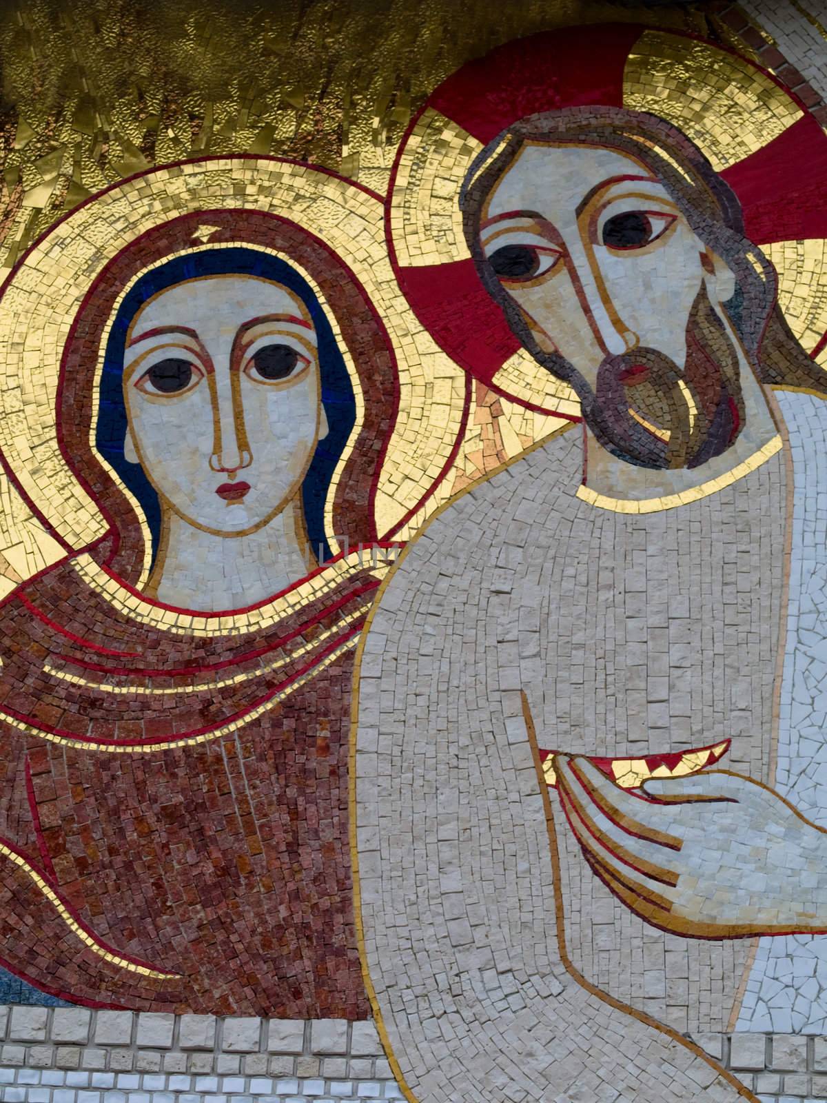 Catholic mosaic on the  Basilica of the Rosary in Lourdes