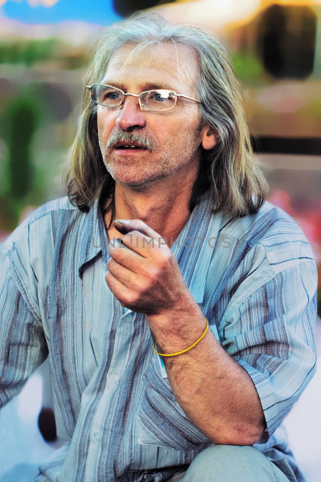 Portrait of the thoughtful street artist