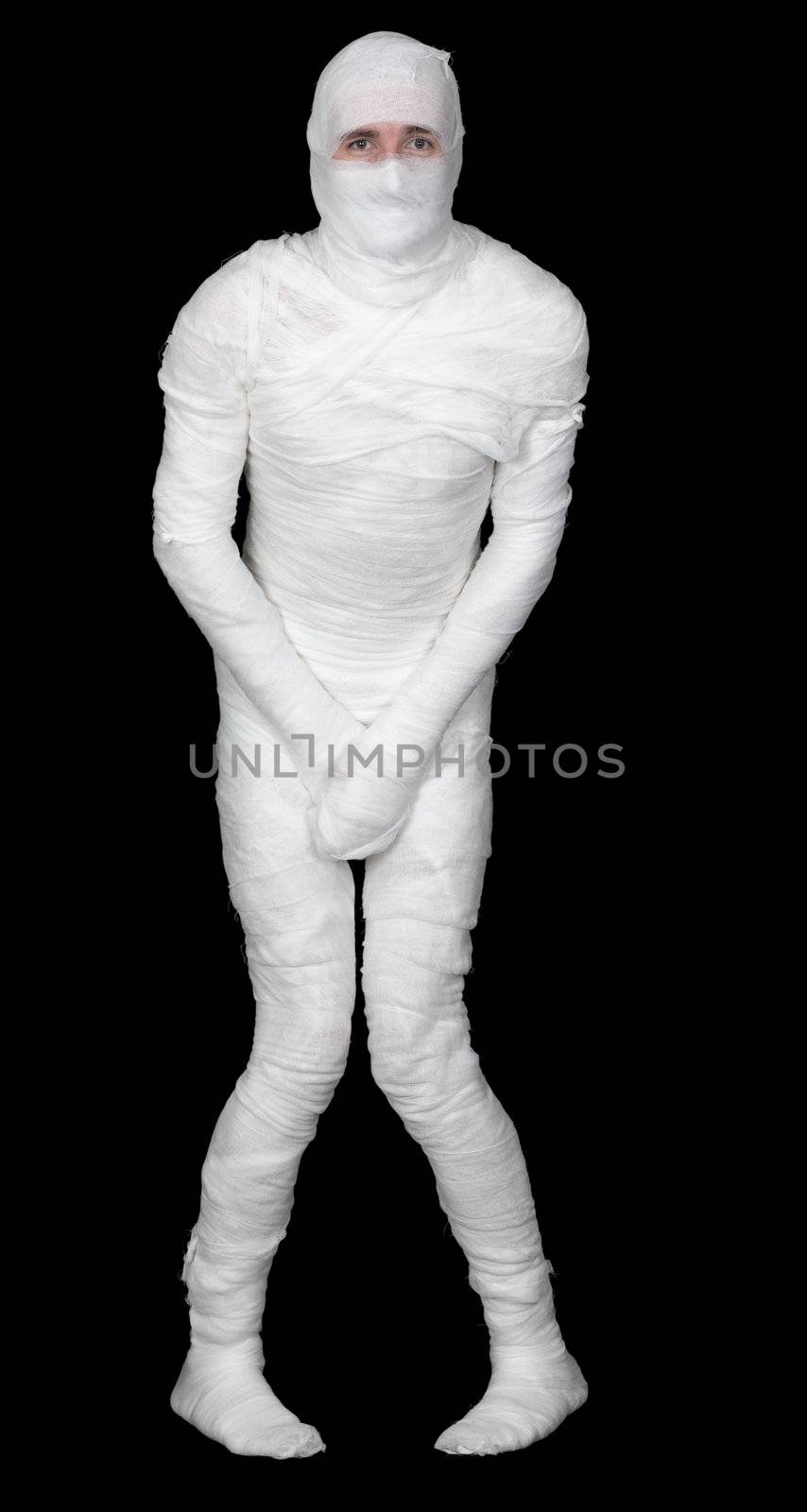 Mummy with cross hands on breast on black