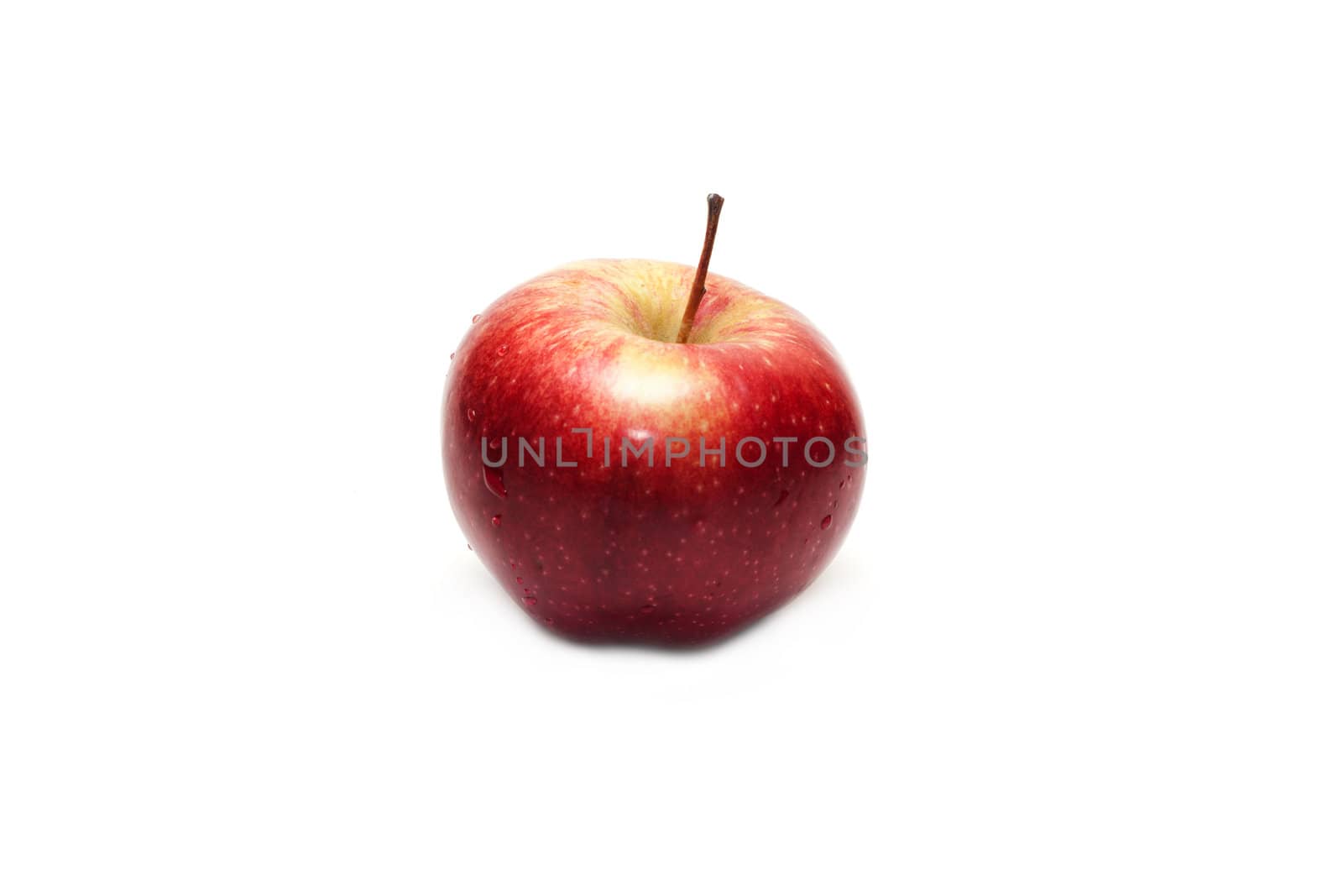 Red apple, wet insulated on white background