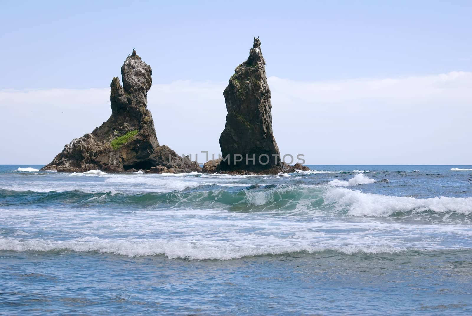 Two rocks in Japanese sea Pacific ocean