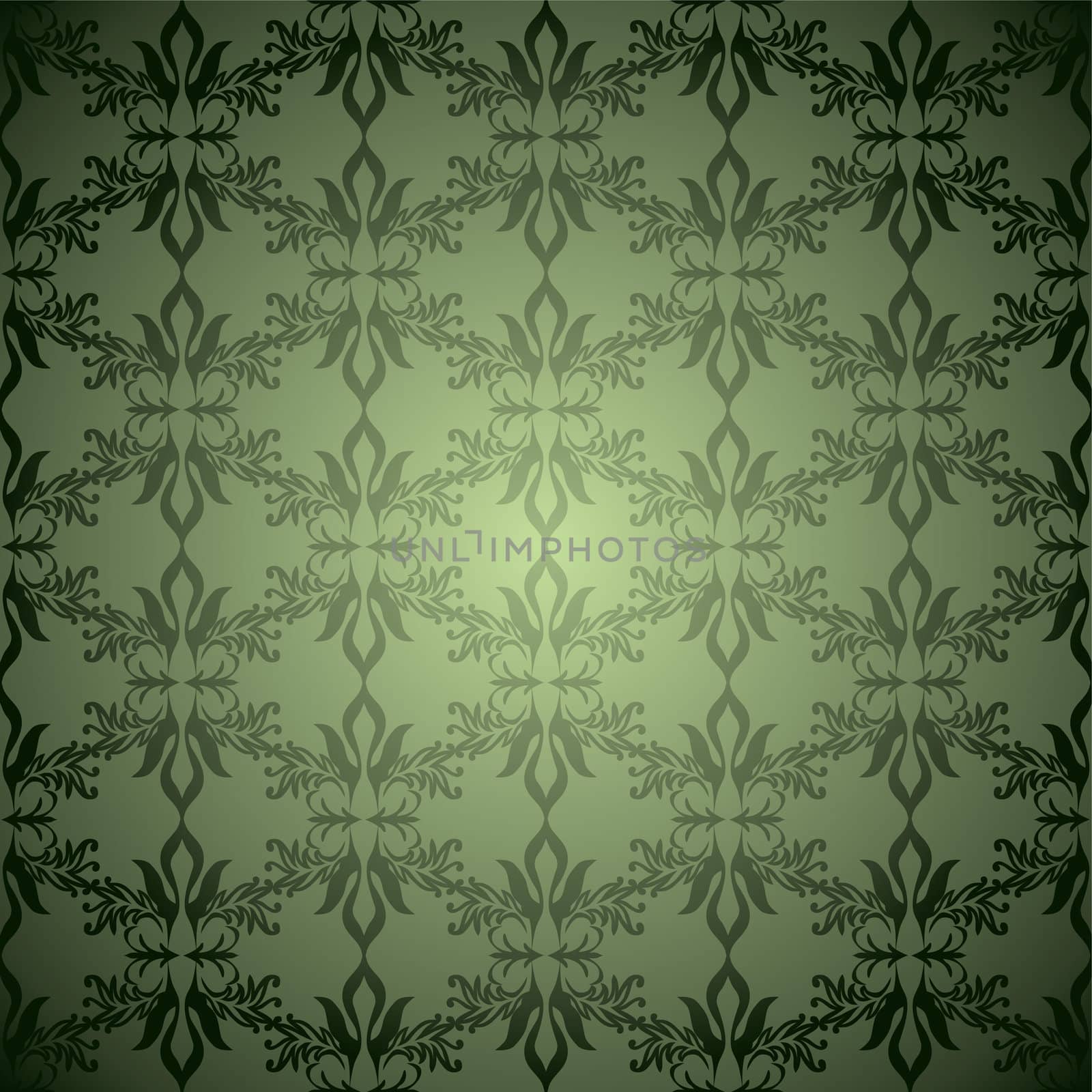 Green and black old fashioned wallpaper design with seamless pattern