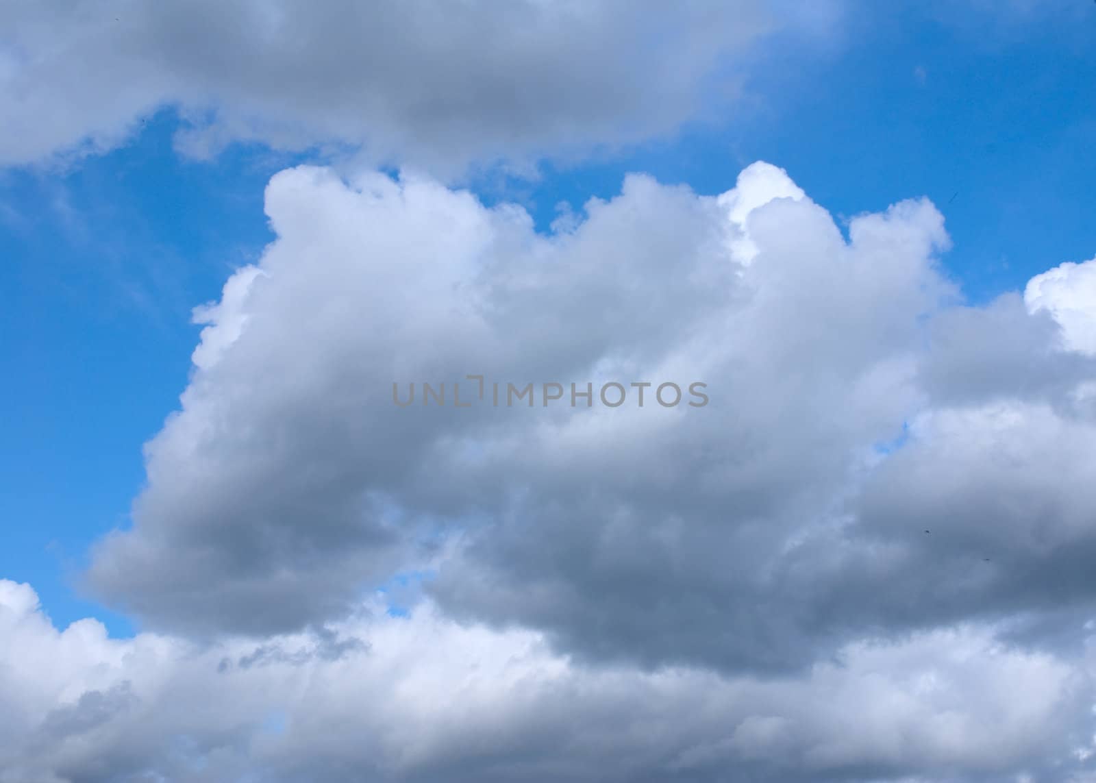 The blue sky with rain clouds and clouds