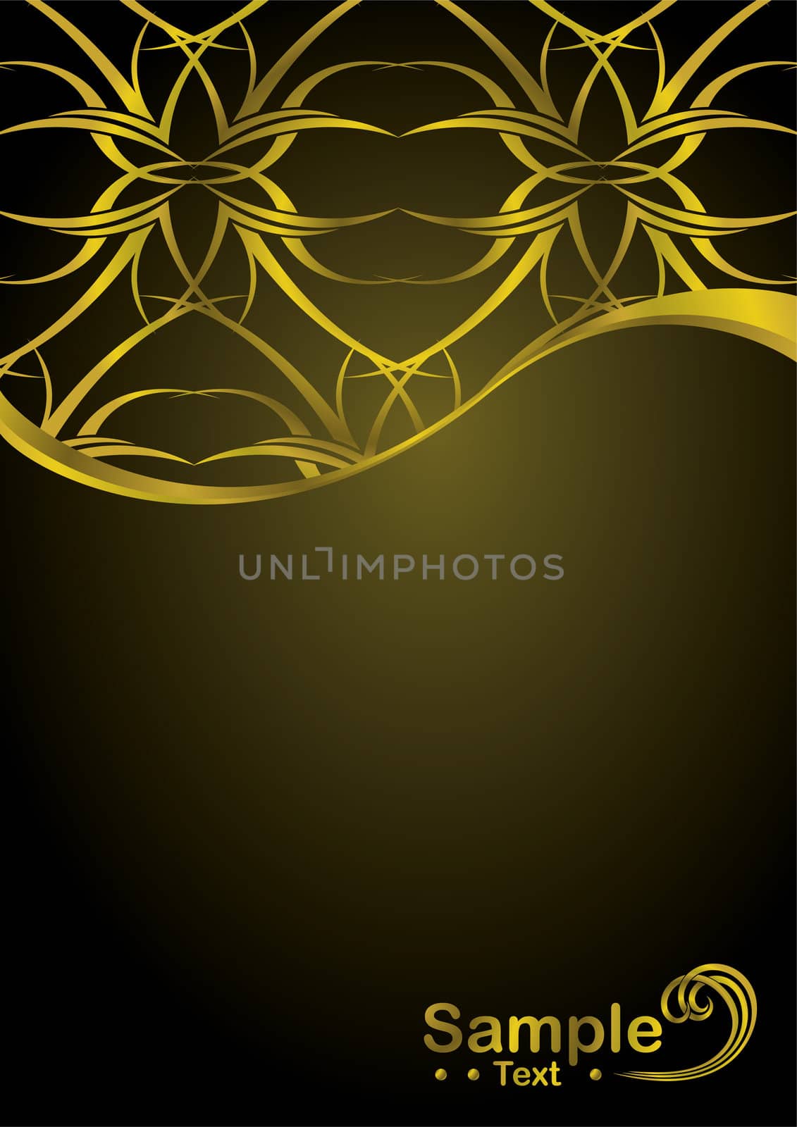 Gold and black background design with copy space and tattoo element