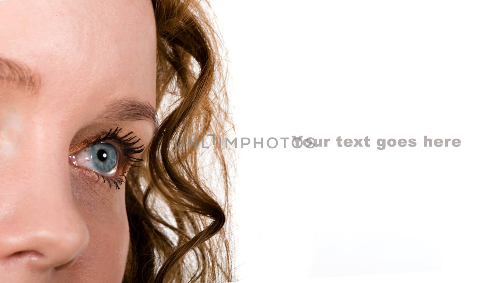 Blue eyes girl, isolated on white