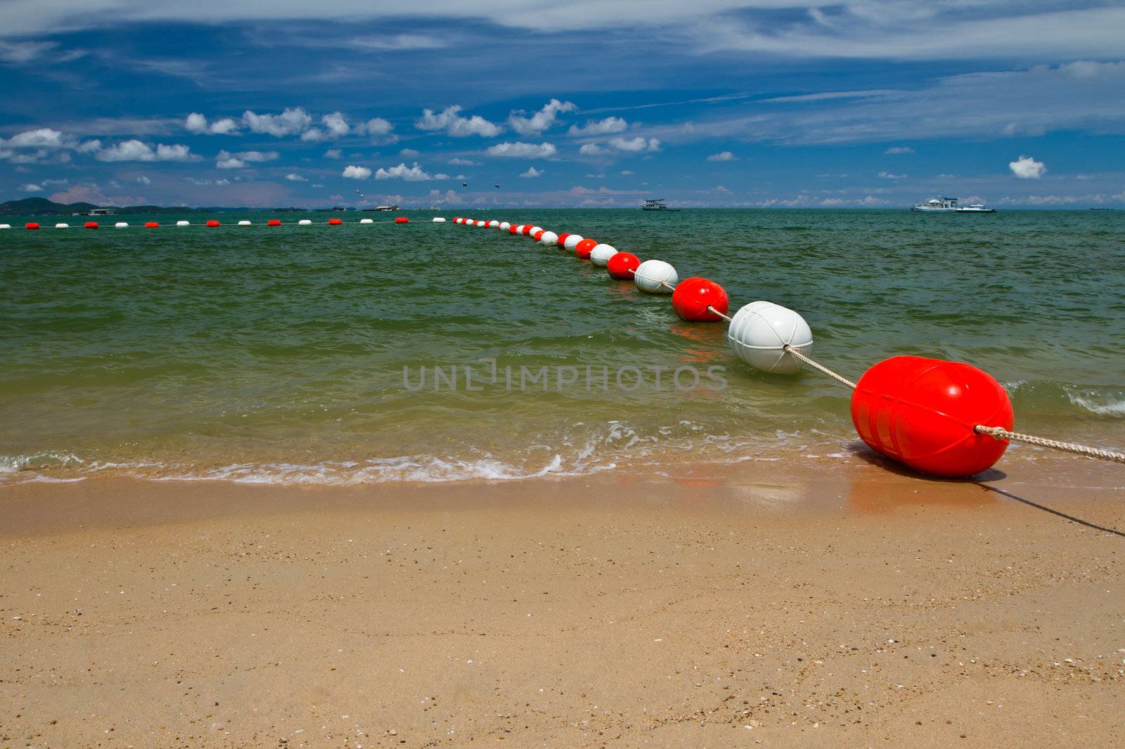The Buoys to swimmer protection at pattaya beach,Thailand