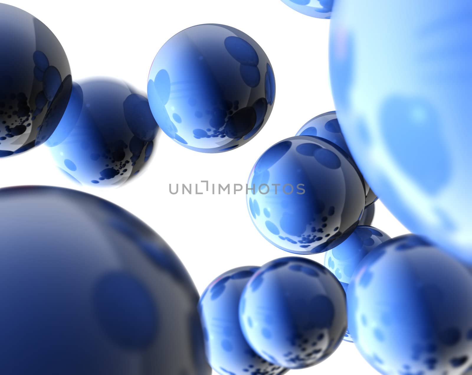 3d image of blue reflective balls