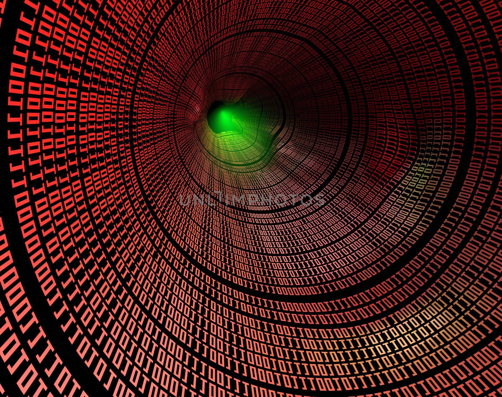 Abstract image of tunnel with binary language