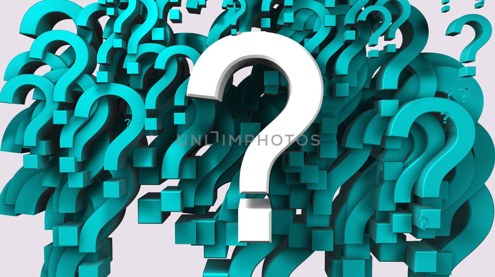 3d image of many question mark isolated in white
