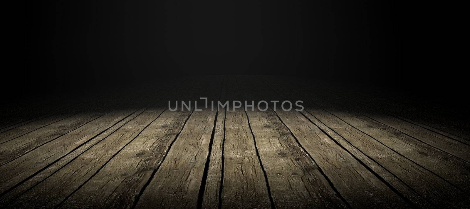 Detail of wood floor with dramatize ligth