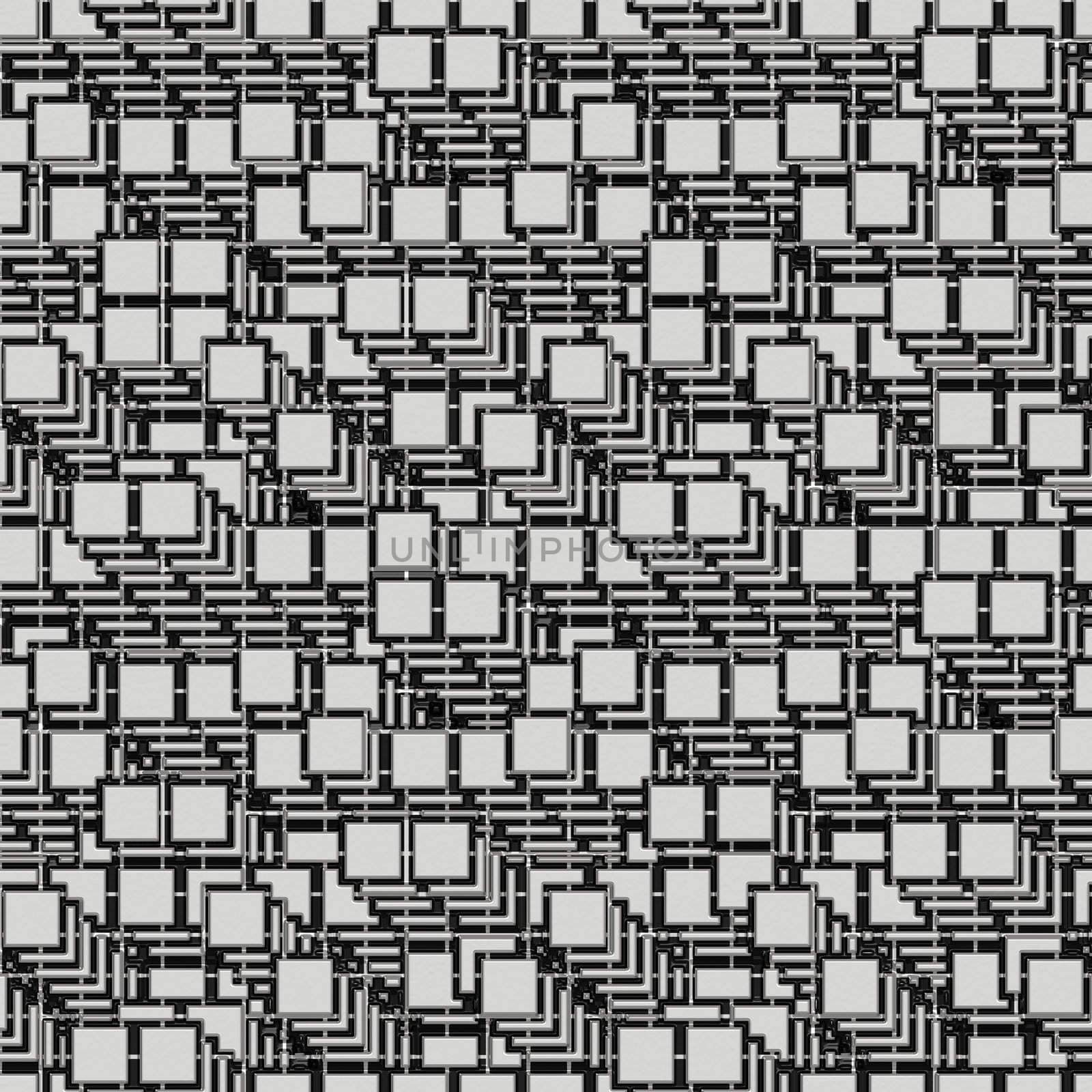 seamless texture of metal square maze on black