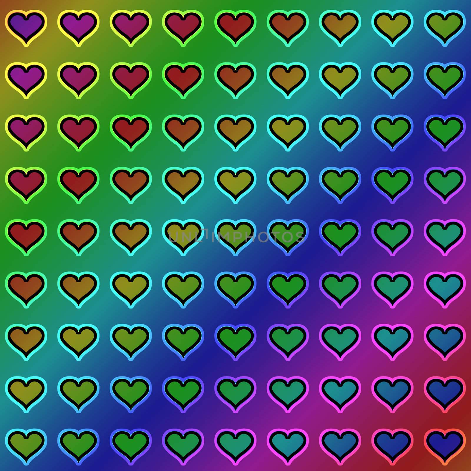 texture of many hearts on a gradient background