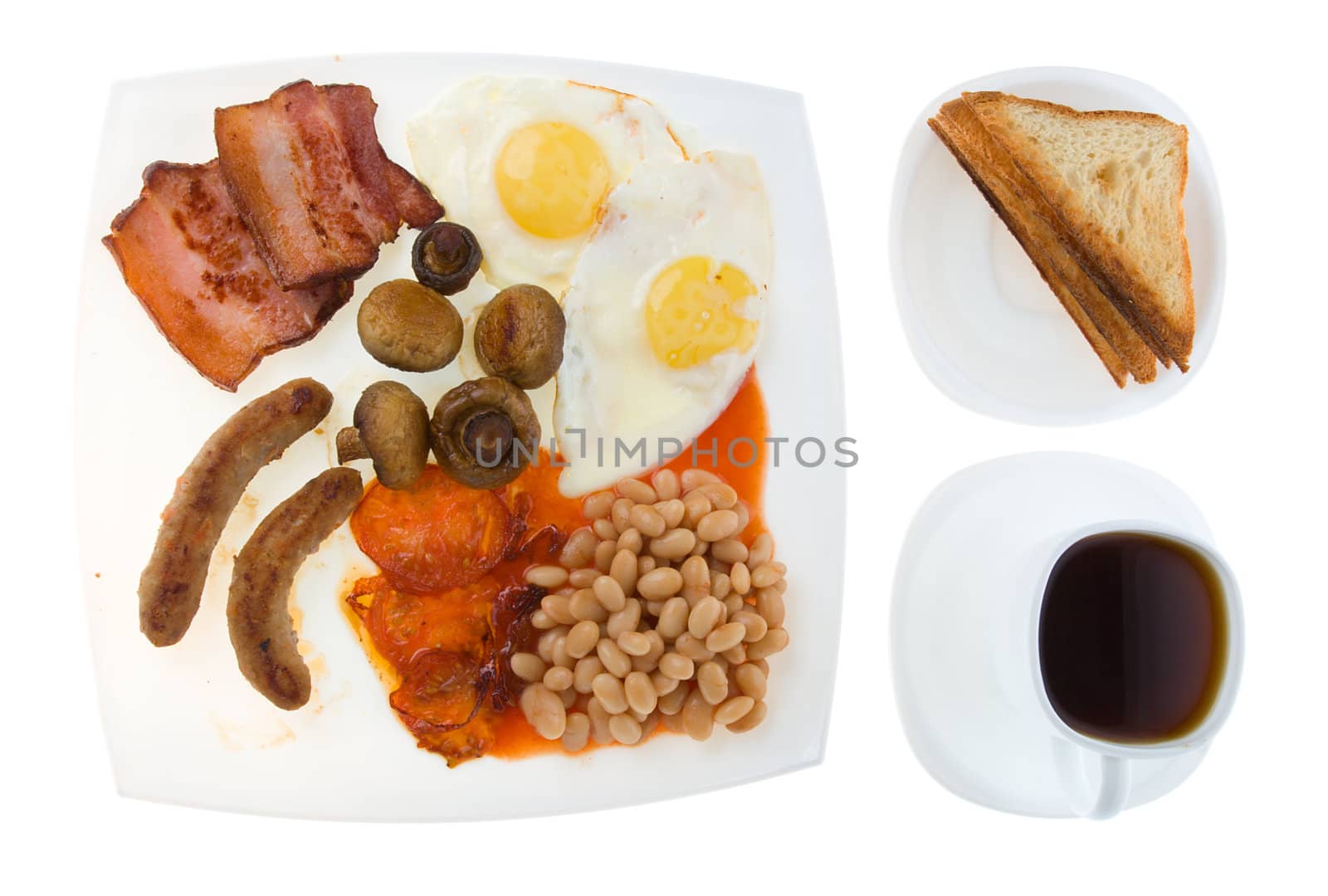 english breakfast with cup of coffee by Alekcey