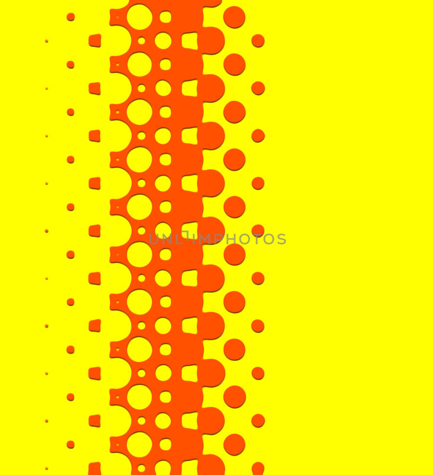 seamless 3d texture of bright red retro foam on yellow