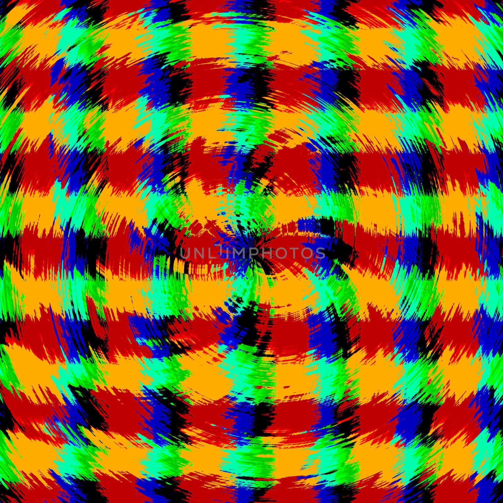blocked texture of bright cubes swirling to the centre