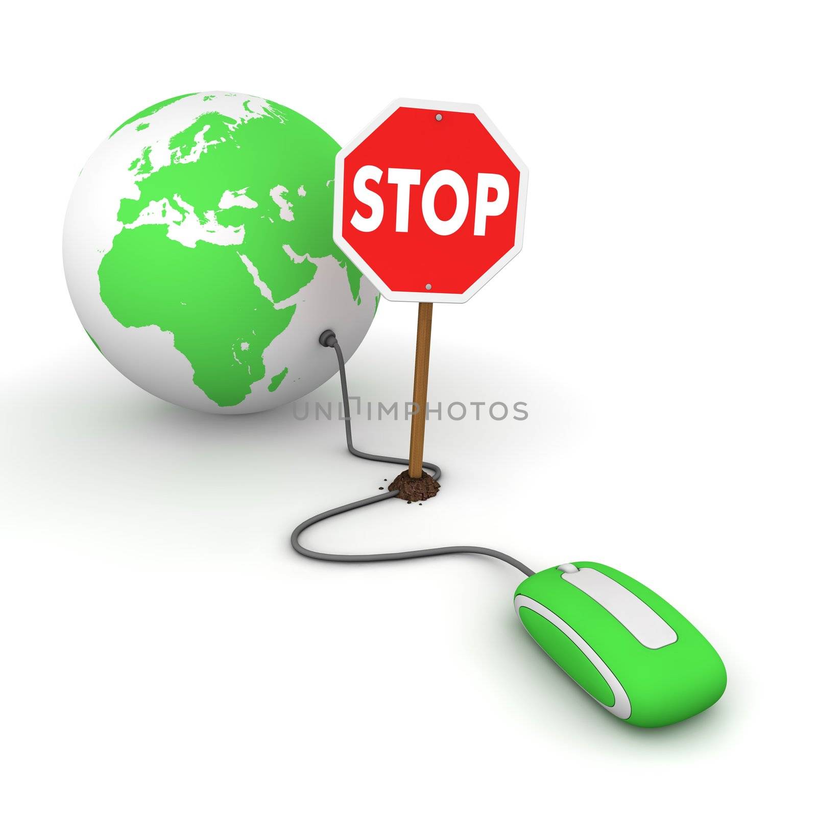 Surfing the Web in Green - Blocked by a Stop sign by PixBox