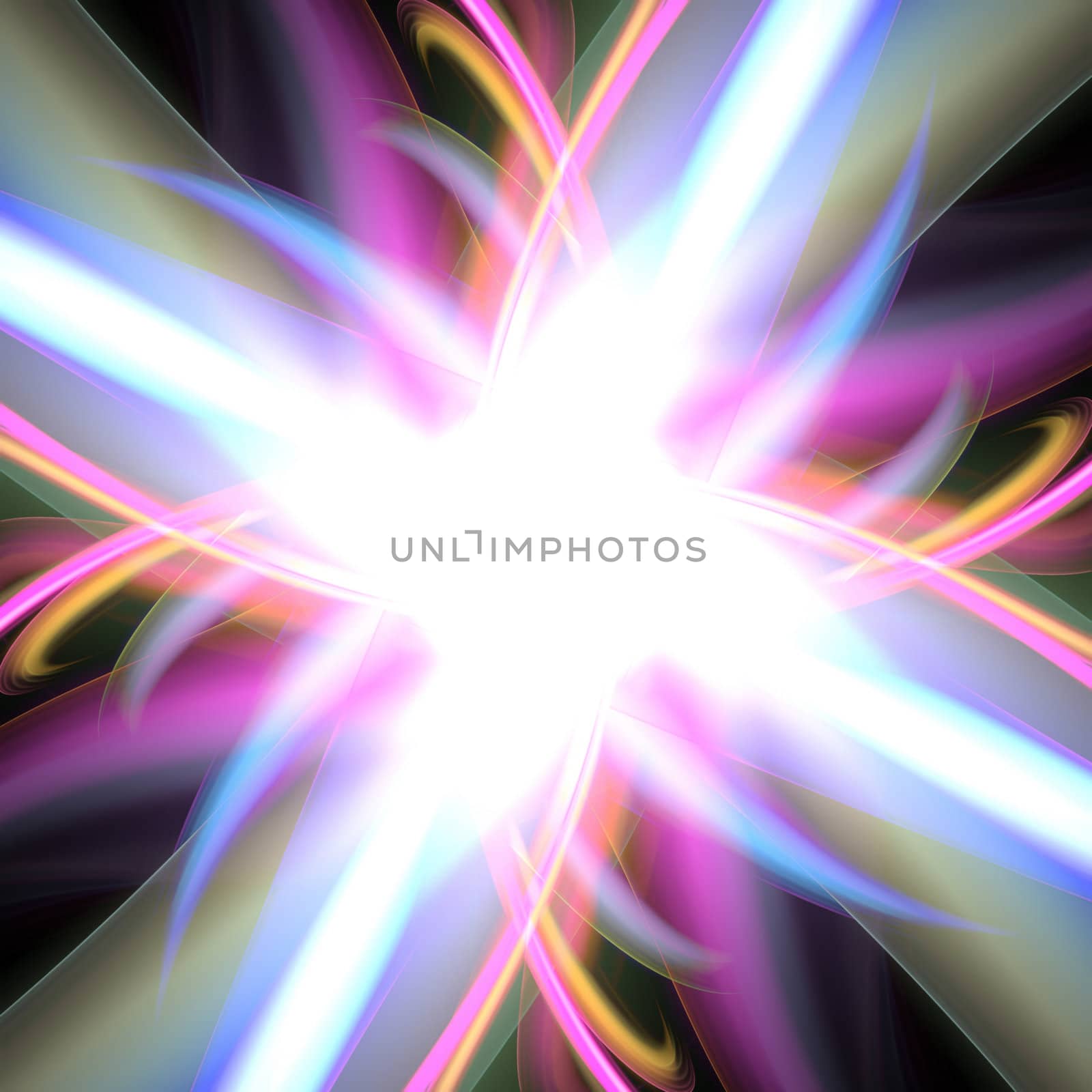A bright glowing rainbow colored fractal flare design that works great as a background or backdrop.