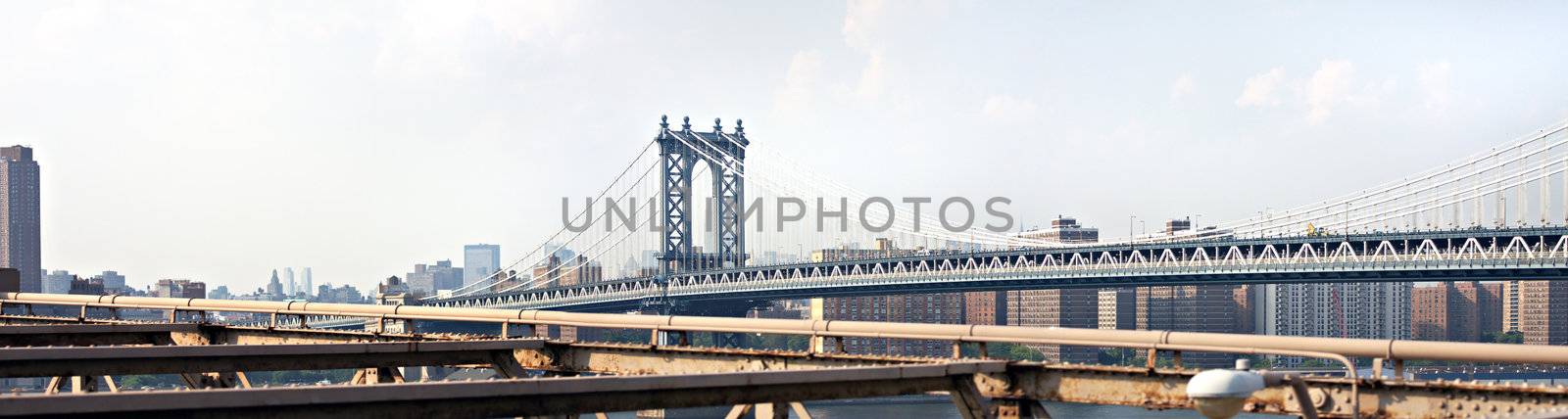 The famous and historic Manhattan Bridge located in New York City.