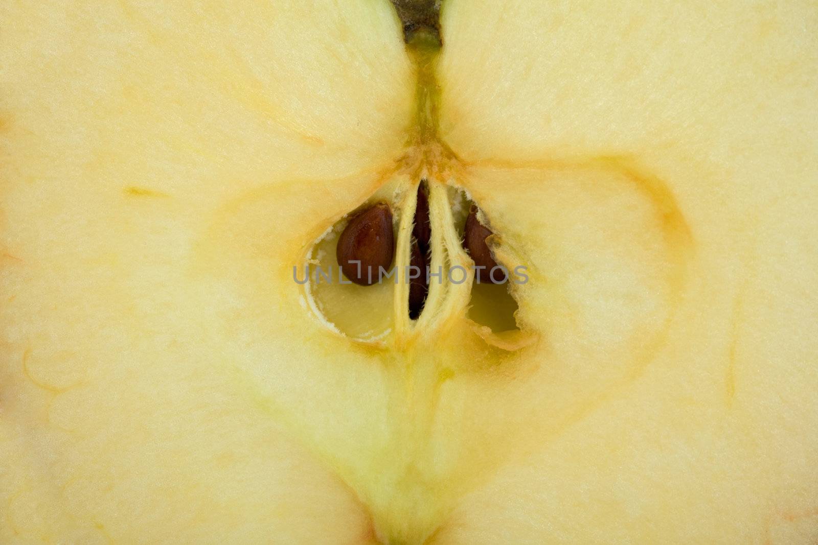 The cut sweet yellow apple - fruit background