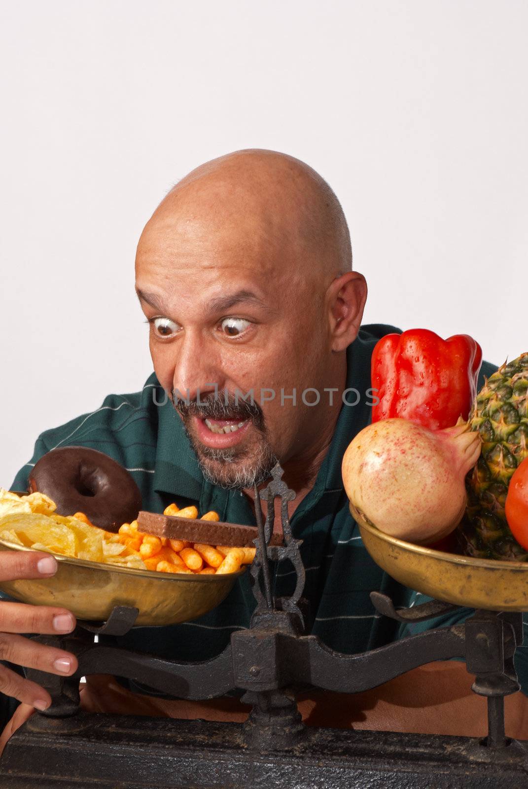 Guy about to fail in his effort to keep up a diet