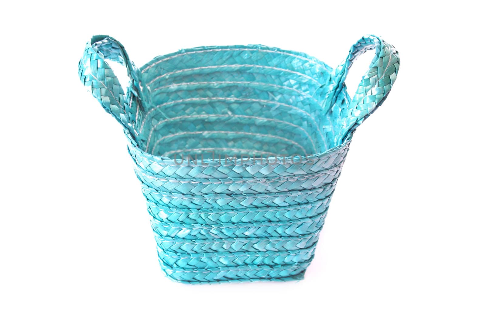 An empty basket of blue isolated on a white background.