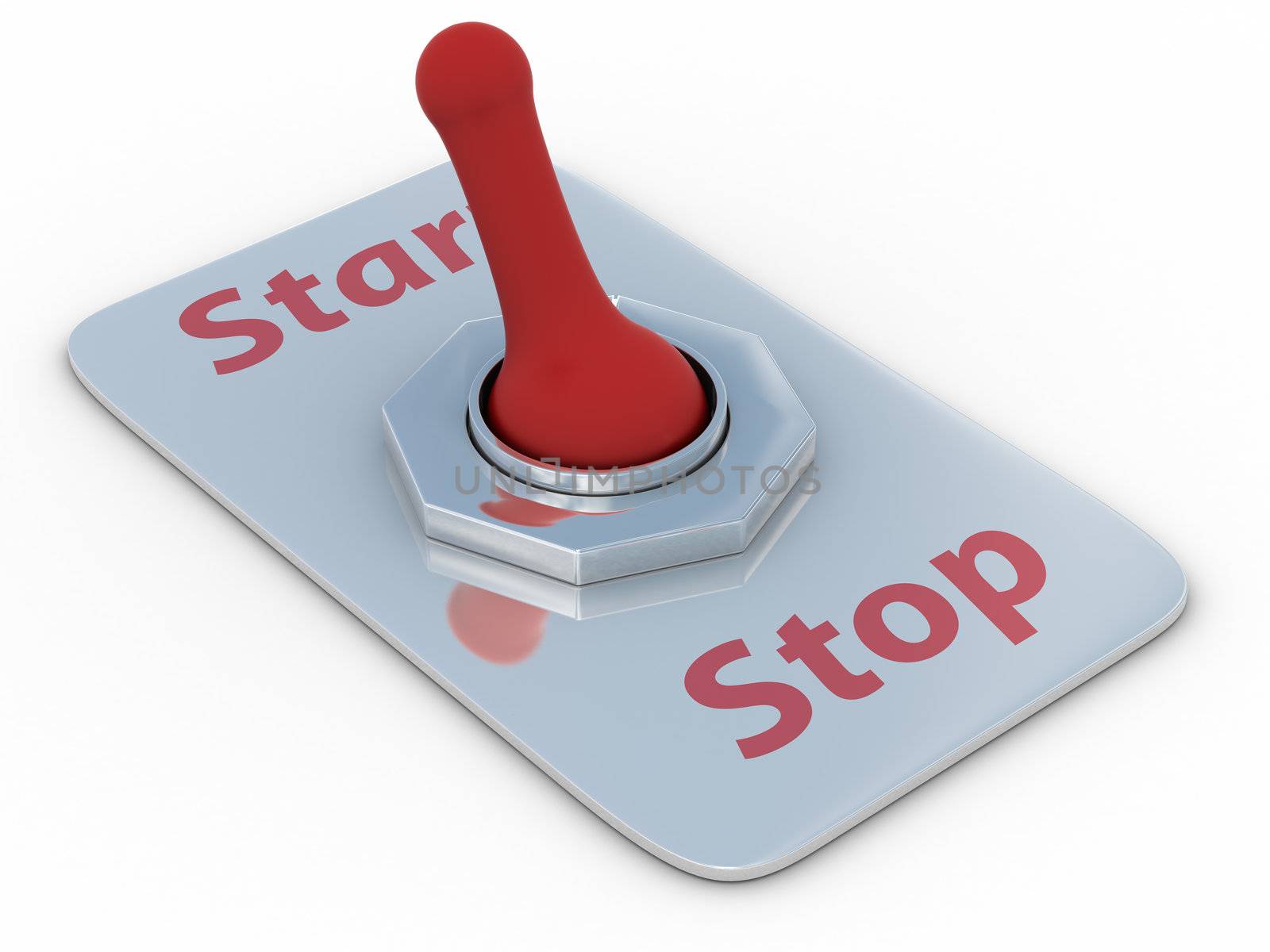 red switch on a white background. 3D image