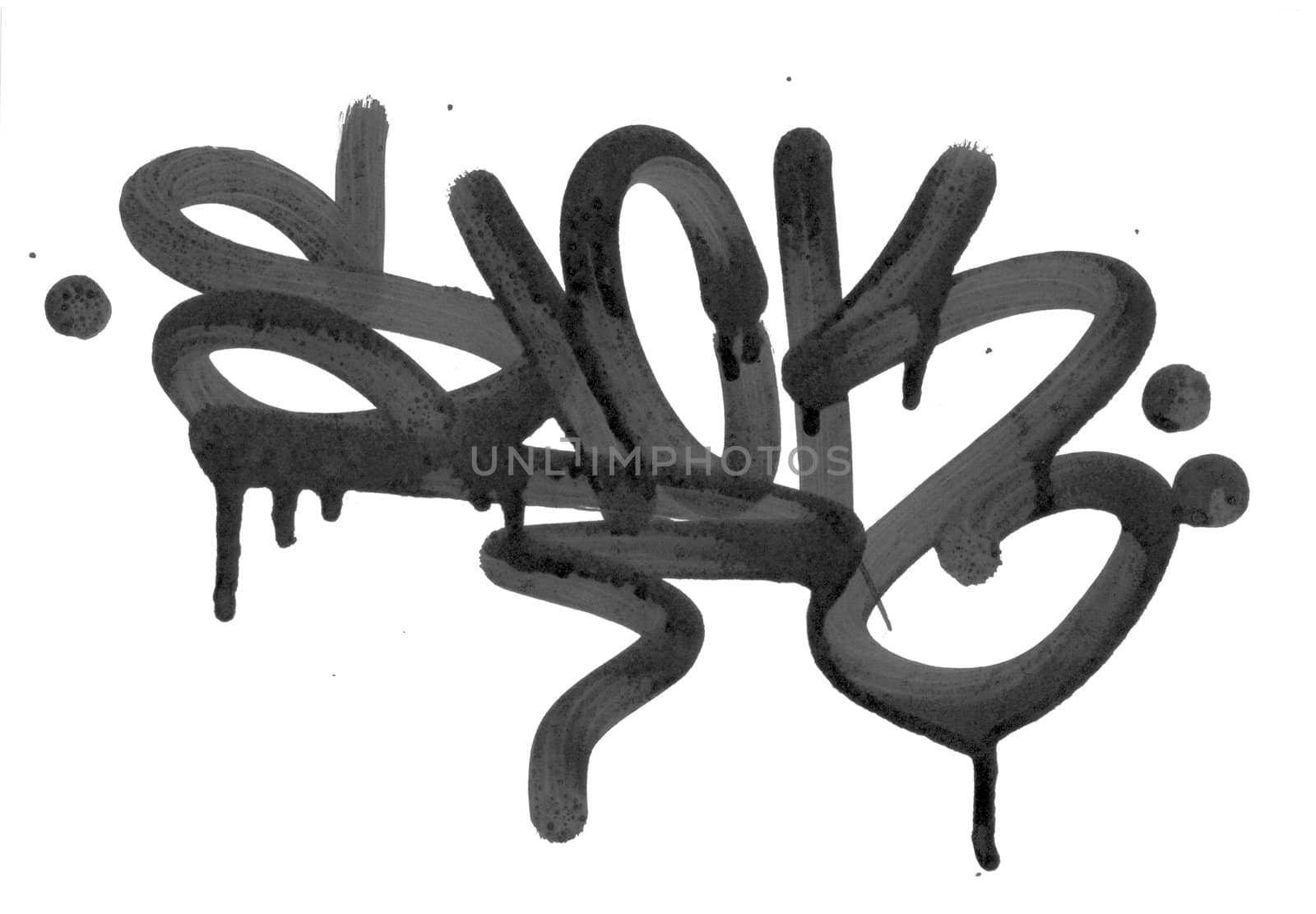Graffiti tag with drips and grunge. High Resolution with whit background.