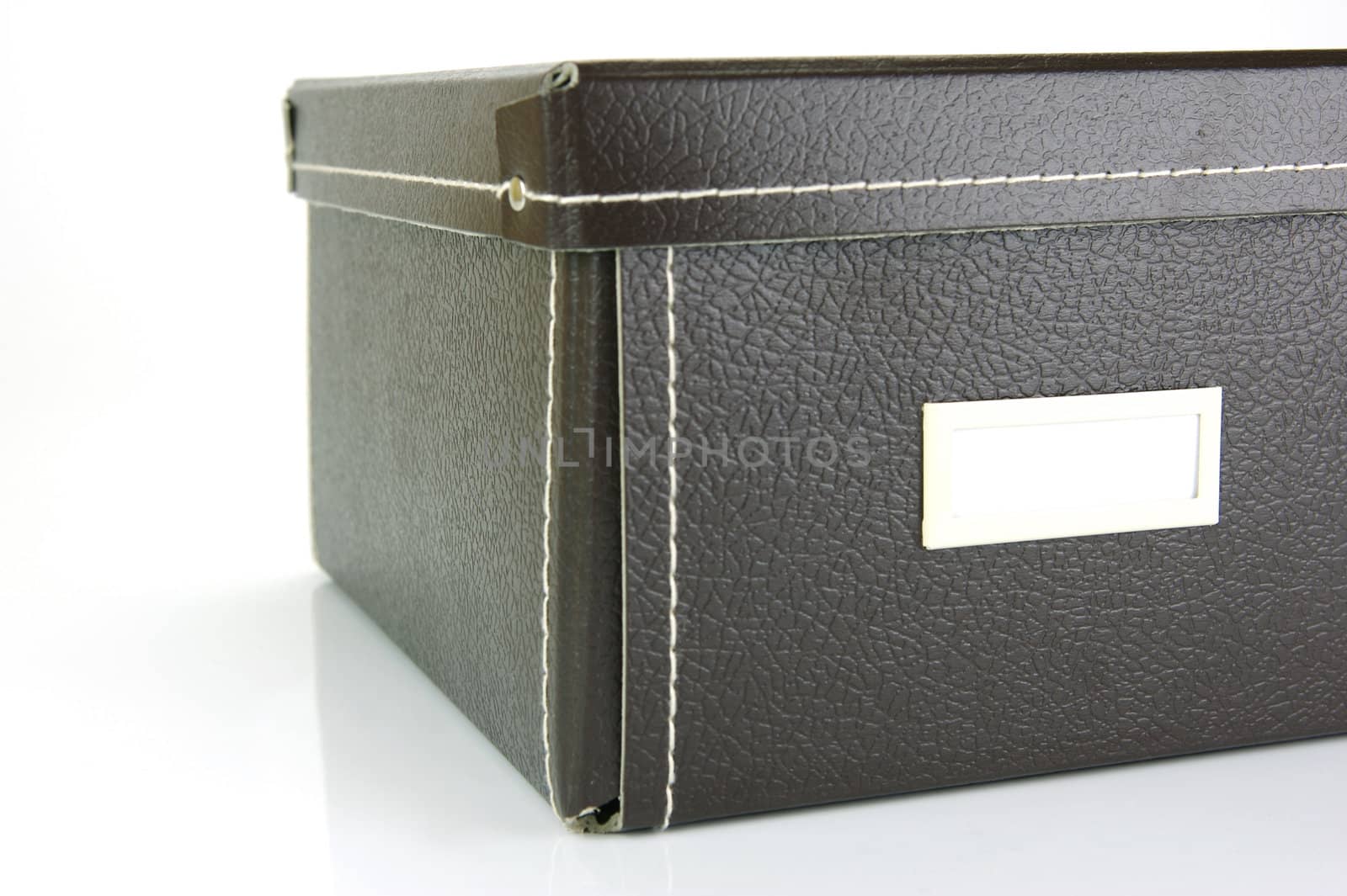 Brown stationery boxes isolated against a white background