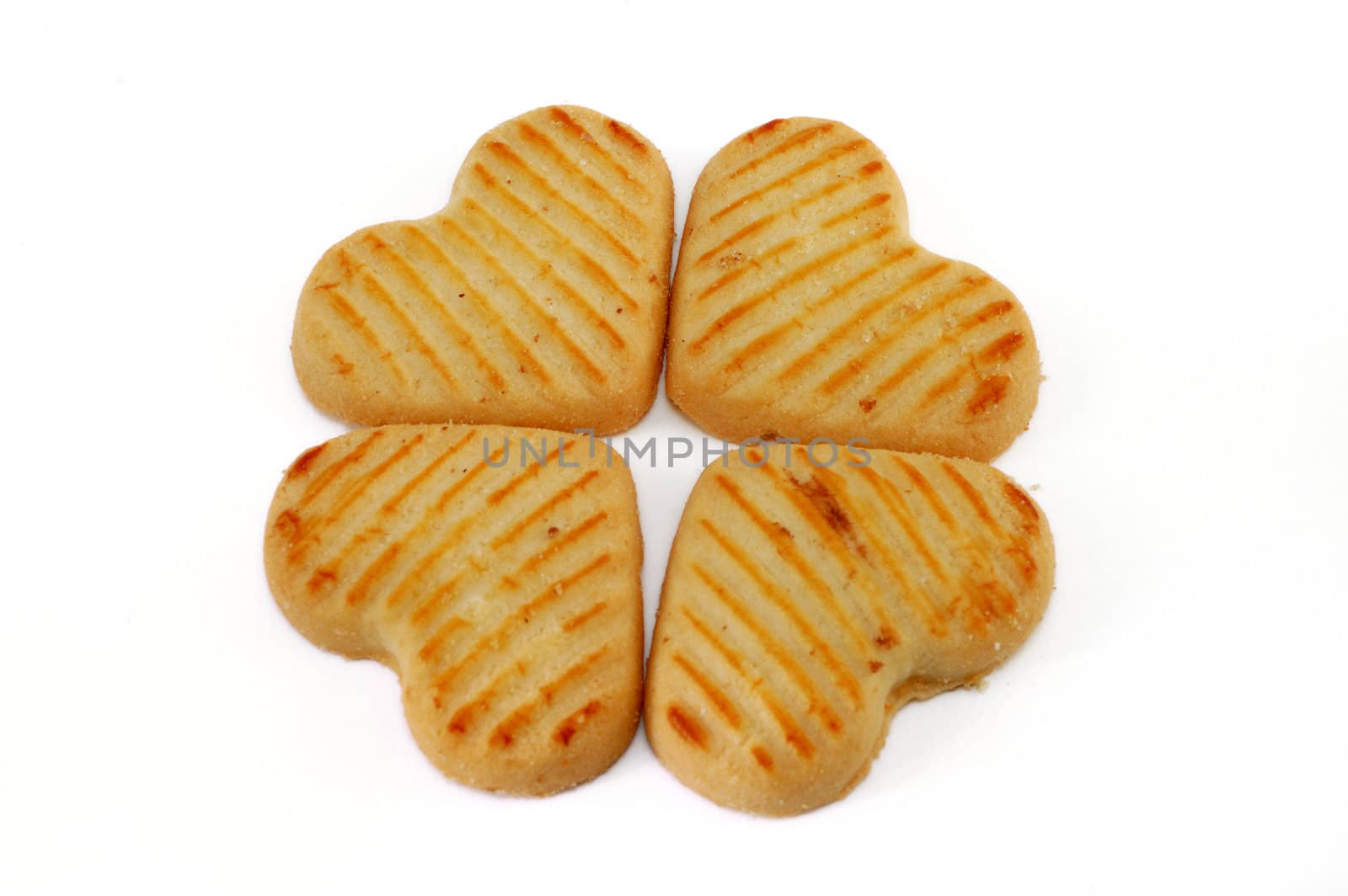 Heart shaped cookies on white background