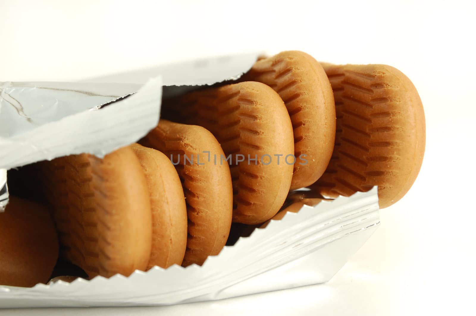 Close-up of cookies on white background