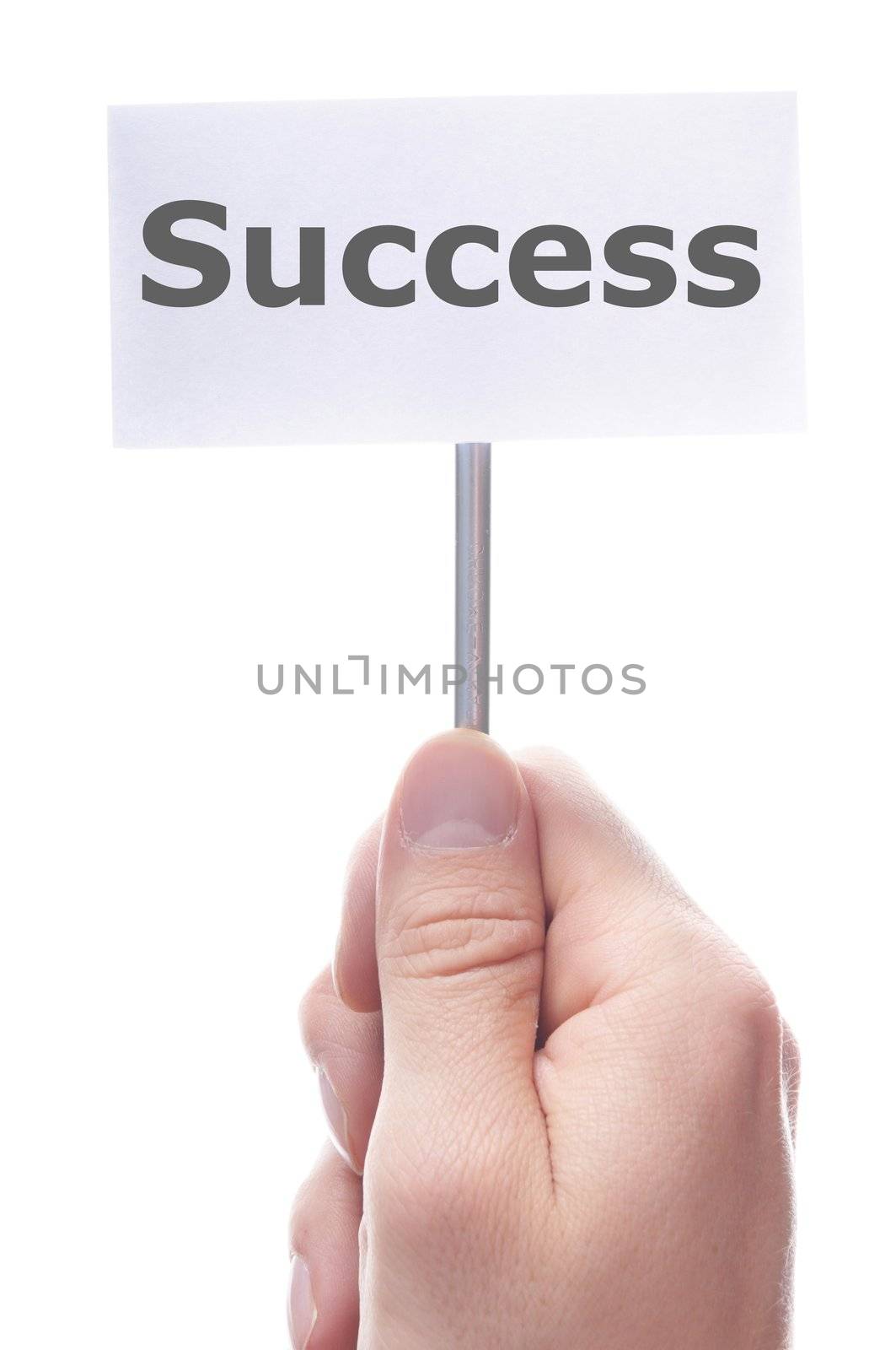 business success concept with hand word and paper