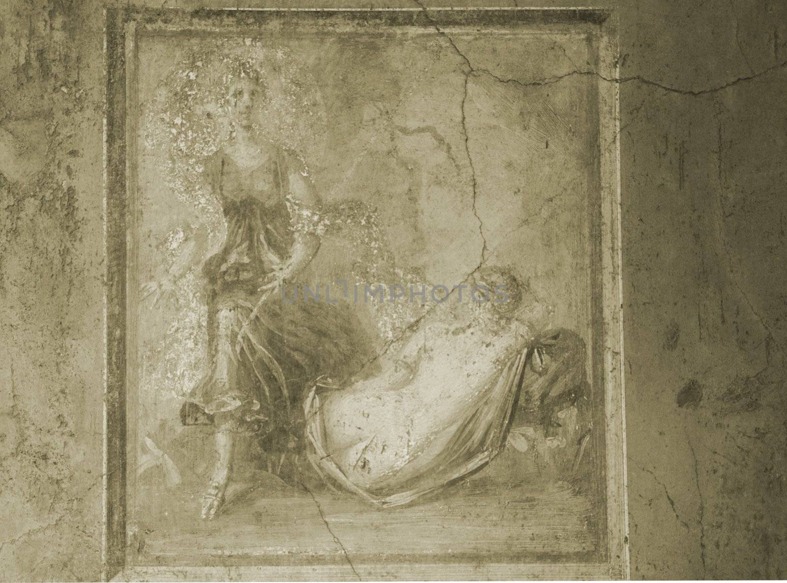 Pompeii Fresco in Sepia by jasony00