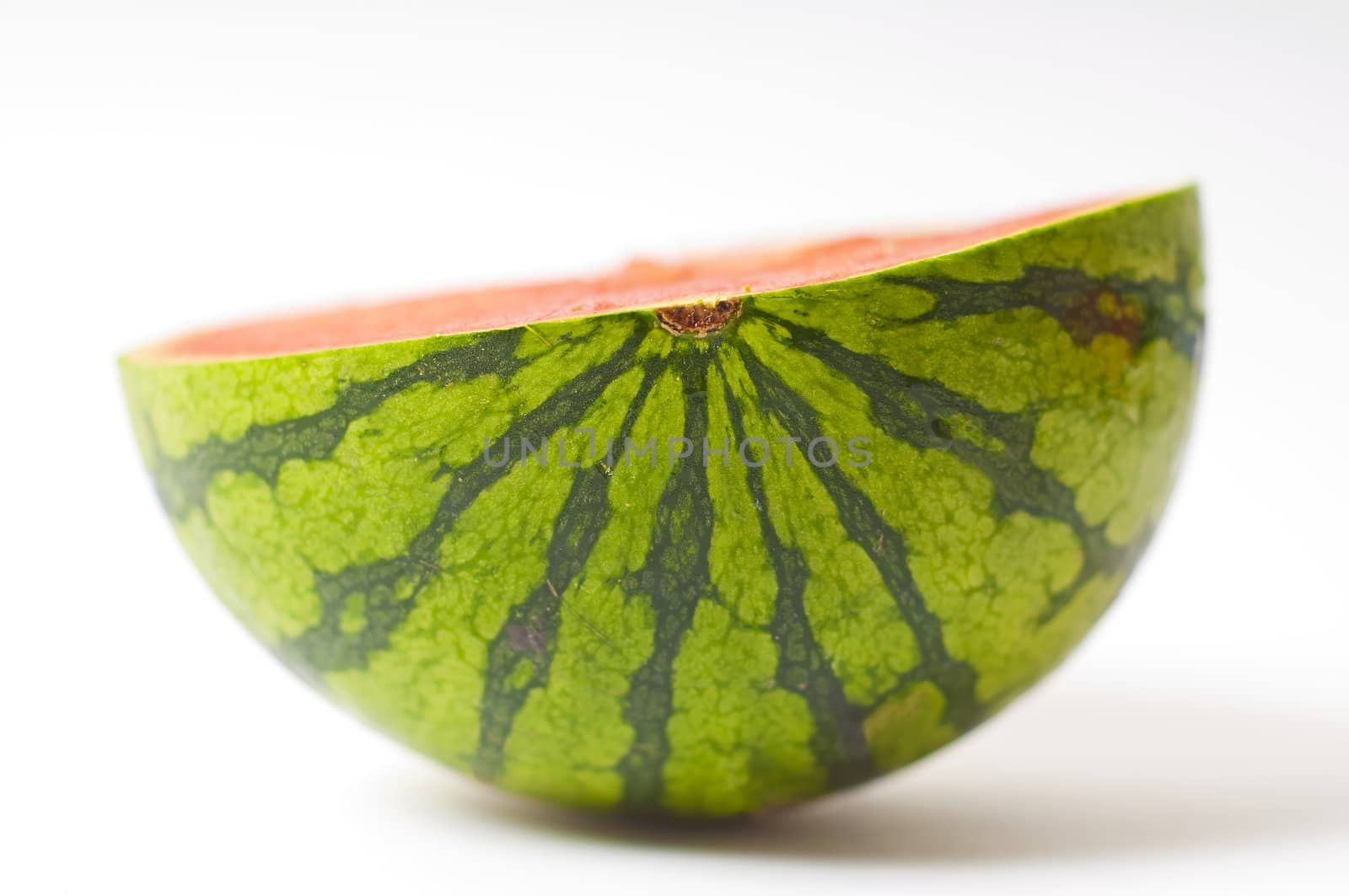 slices of watermelon on a plate and a white background