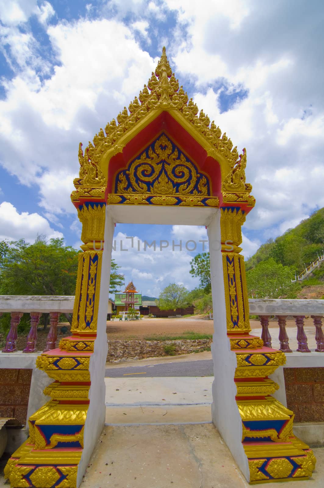 Thai temple door in Thailand