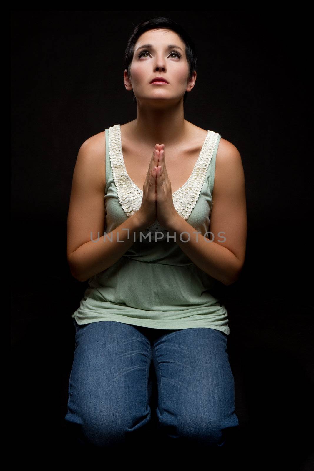 Beautiful spiritual religious woman praying