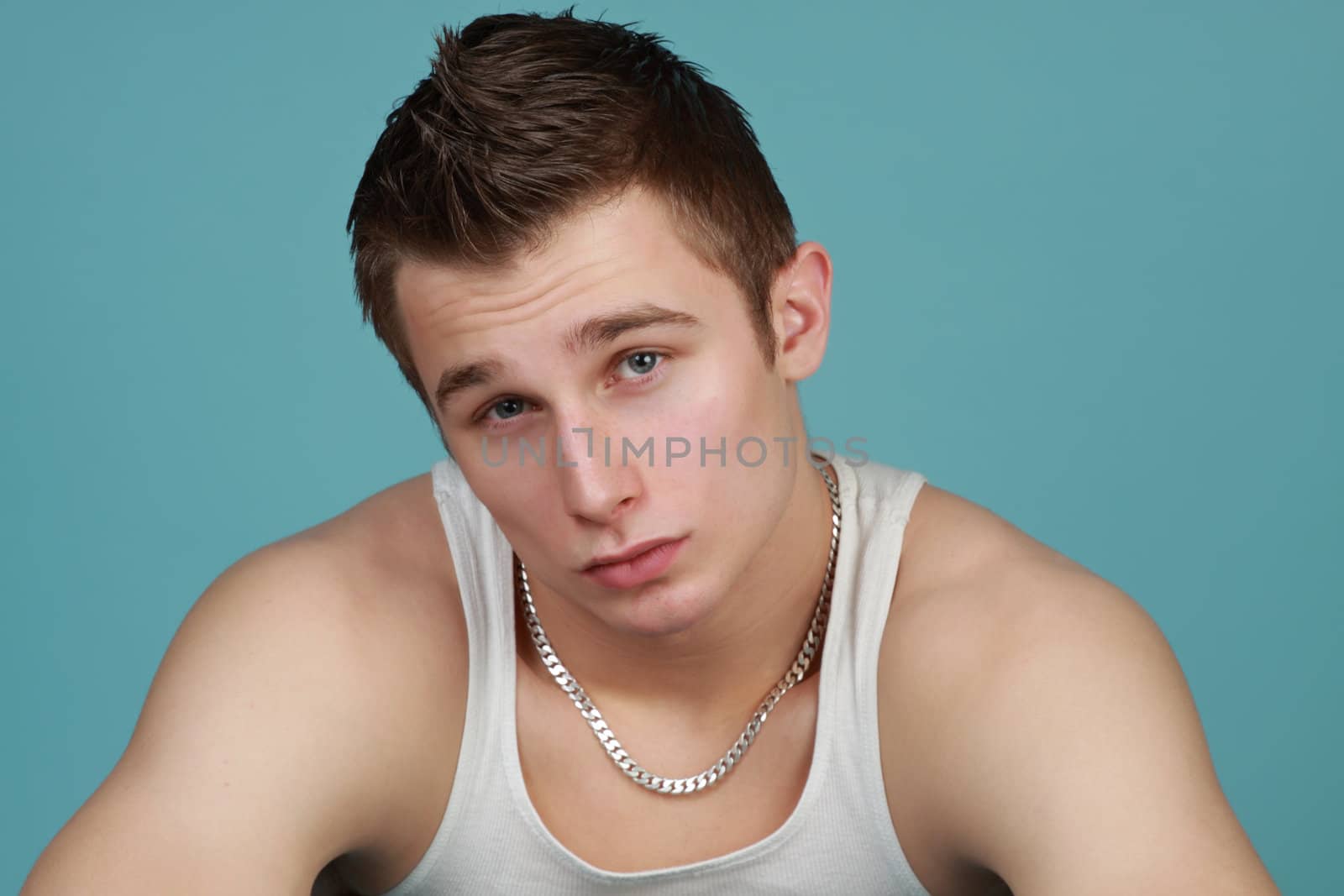 closeup portrait of a young caucasian man