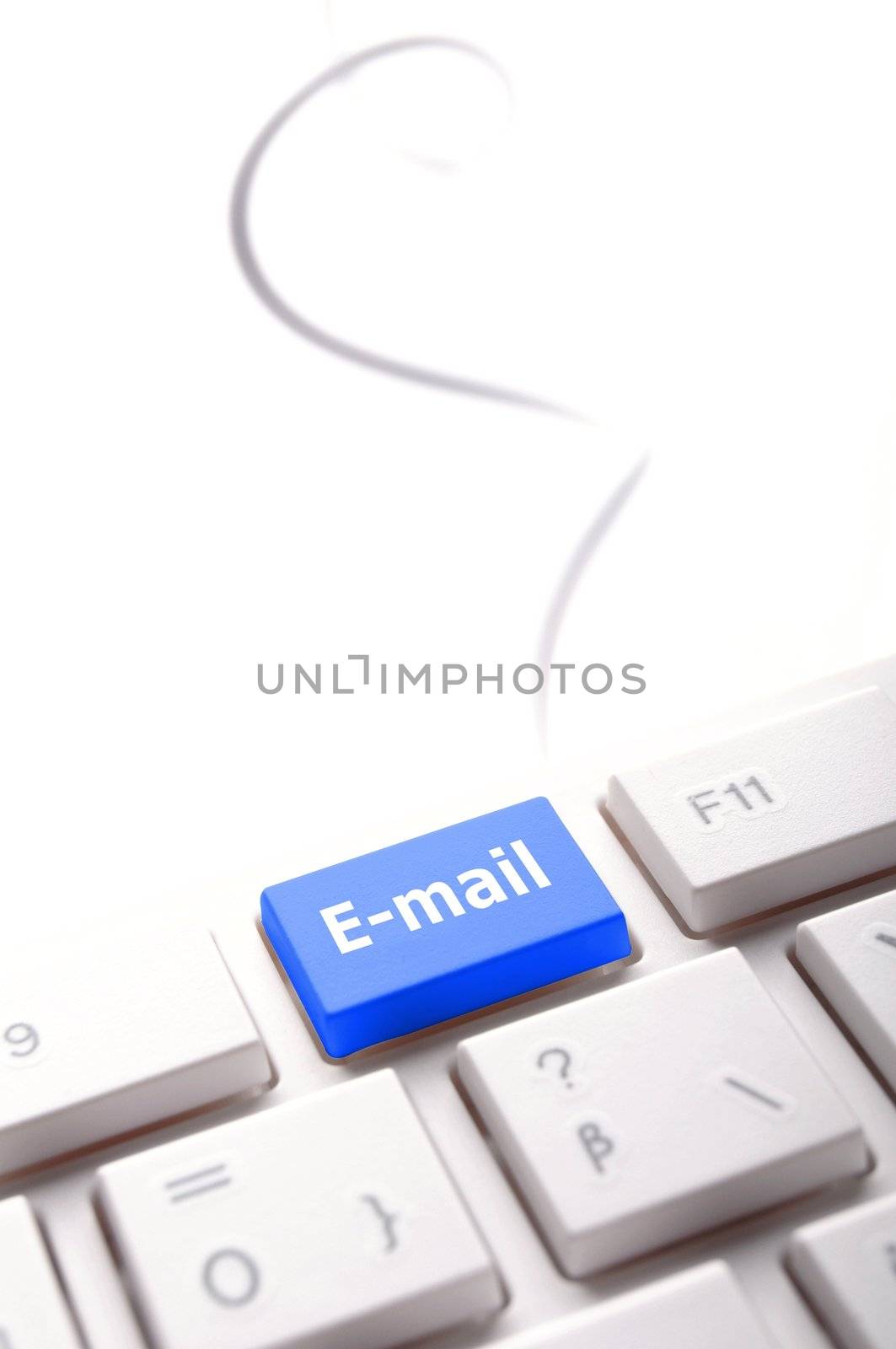 email butten on white keyboard showing communication