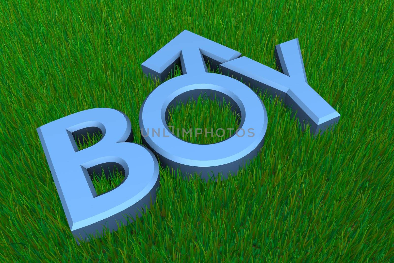 Blue Word Boy on Grass/Gender Symbol by PixBox