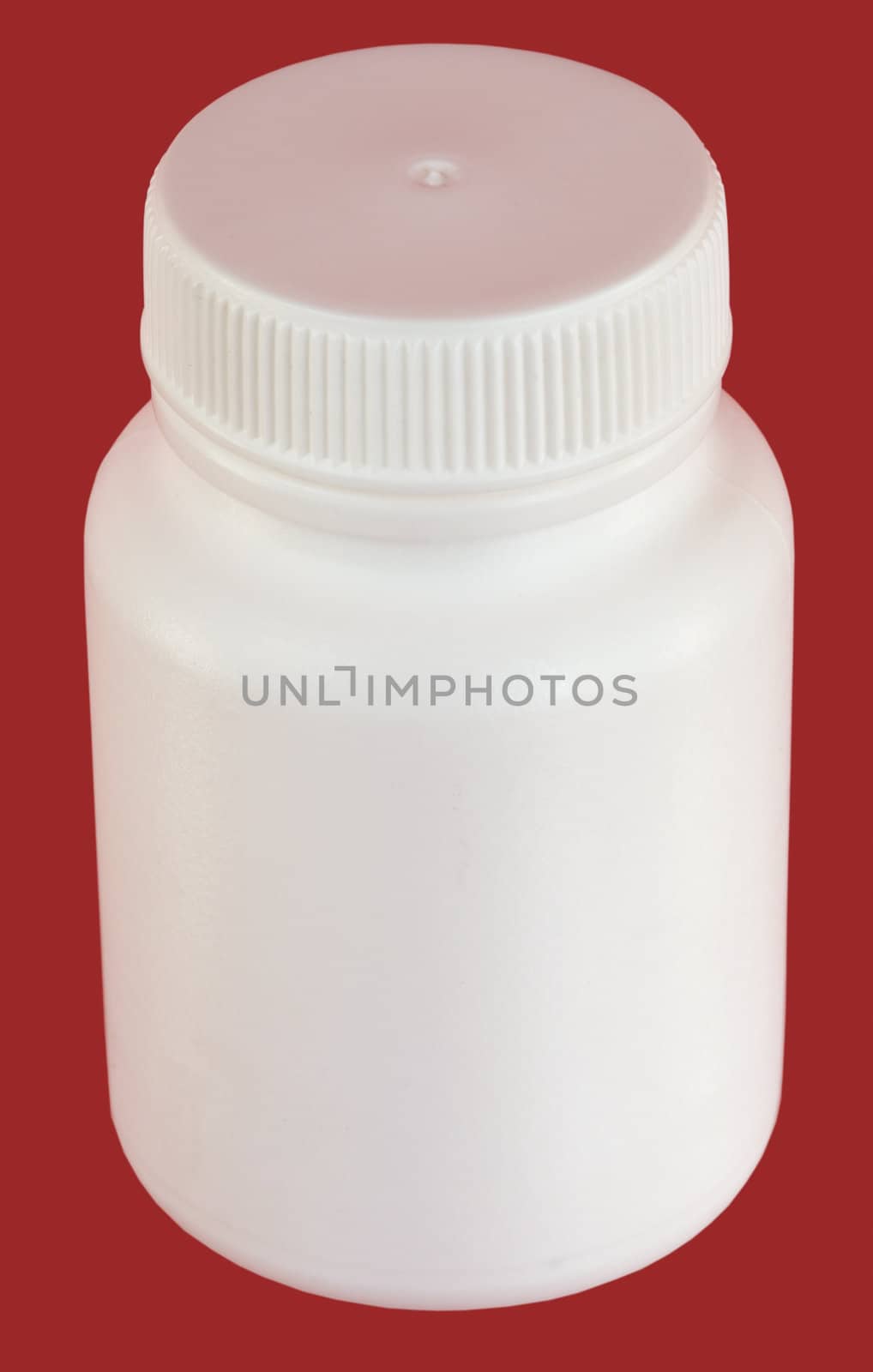 White plastic jar on the red background