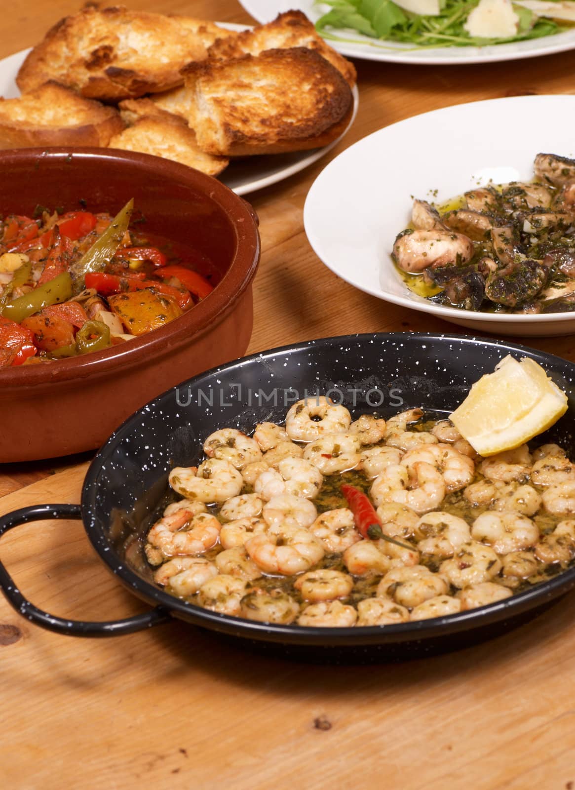 Assortment of various Spanish traditional tapa starters