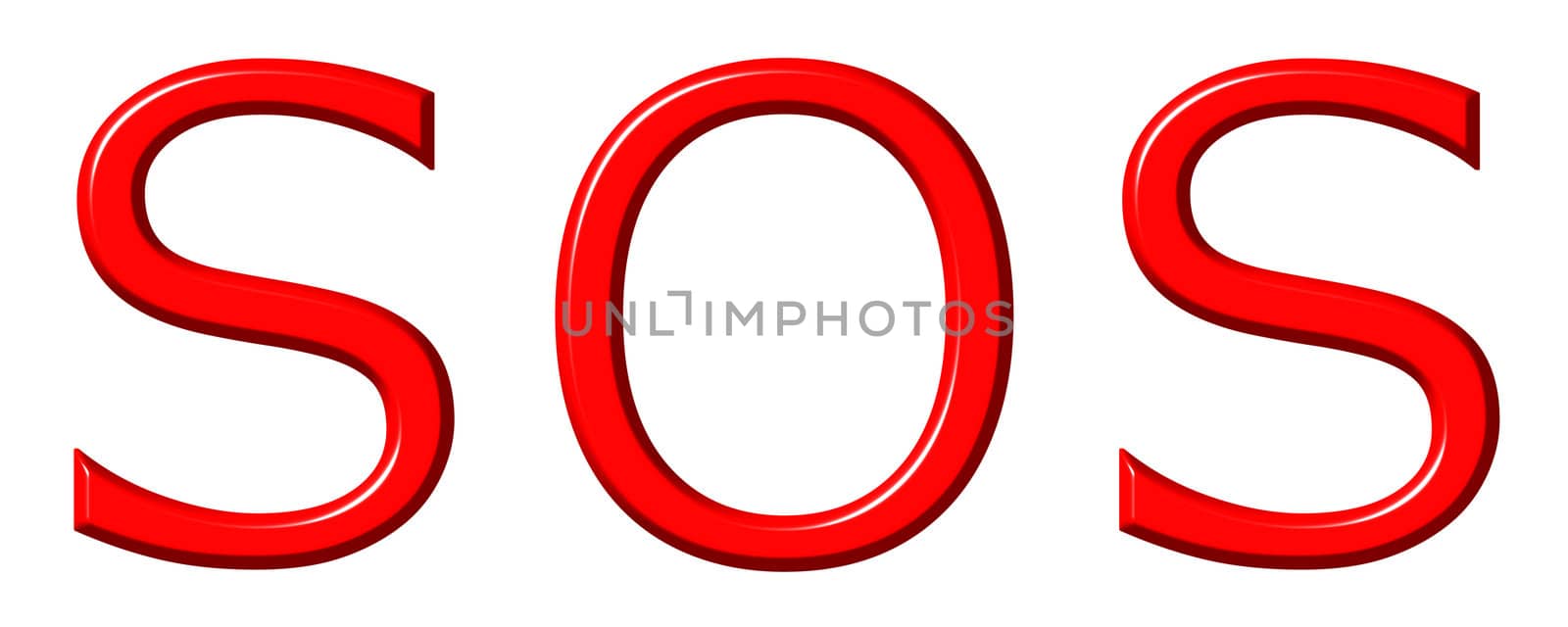 3d SOS signal isolated in white