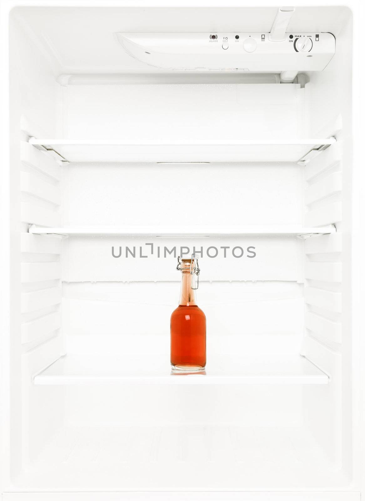 Lonely bottle in a fridge