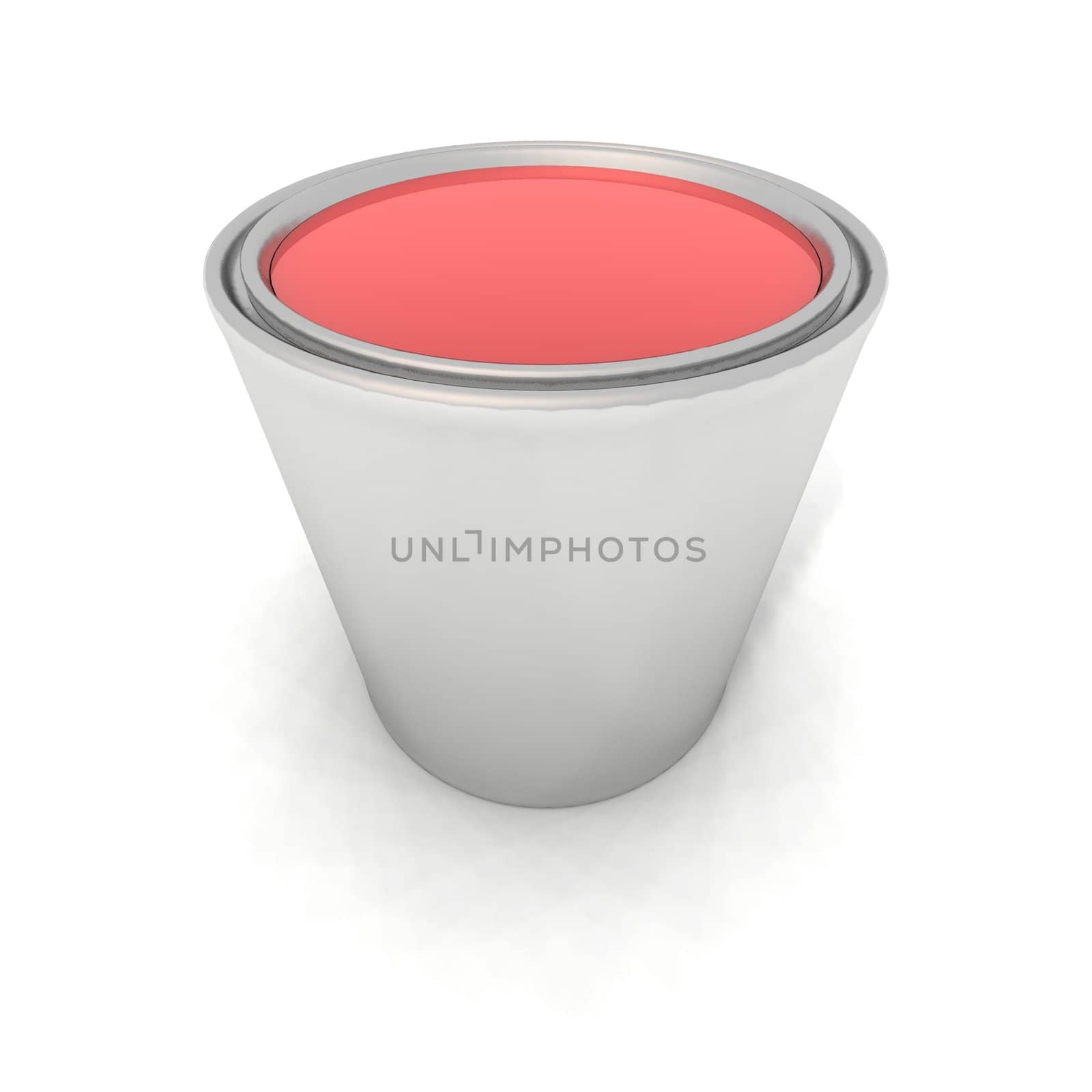 a 3d render of a red paint can