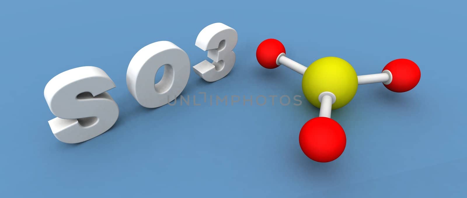 a 3d render of a sulfur trioxide molecule