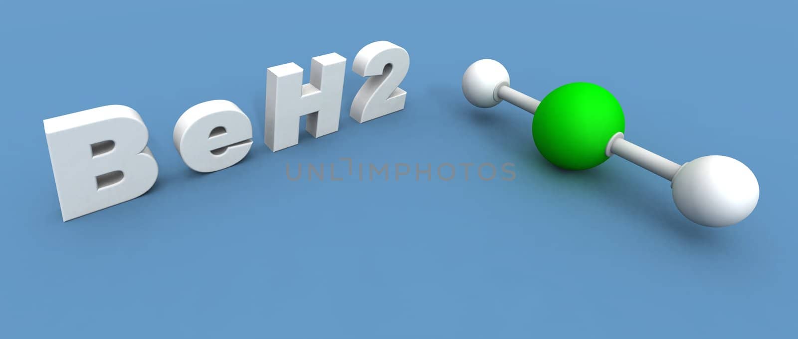 a 3d render of a beryllium hydride molecule