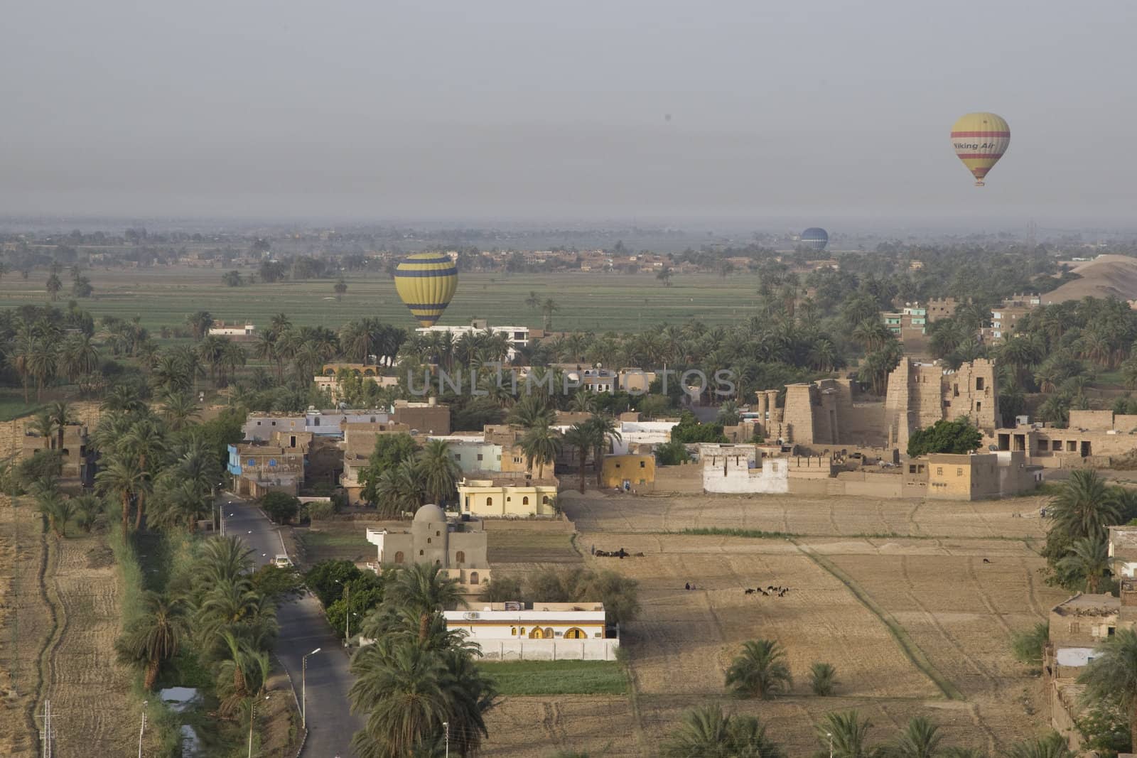 Balloon ride over The Nile Valley and The Valley Of The Kings at Luxor, Egypt