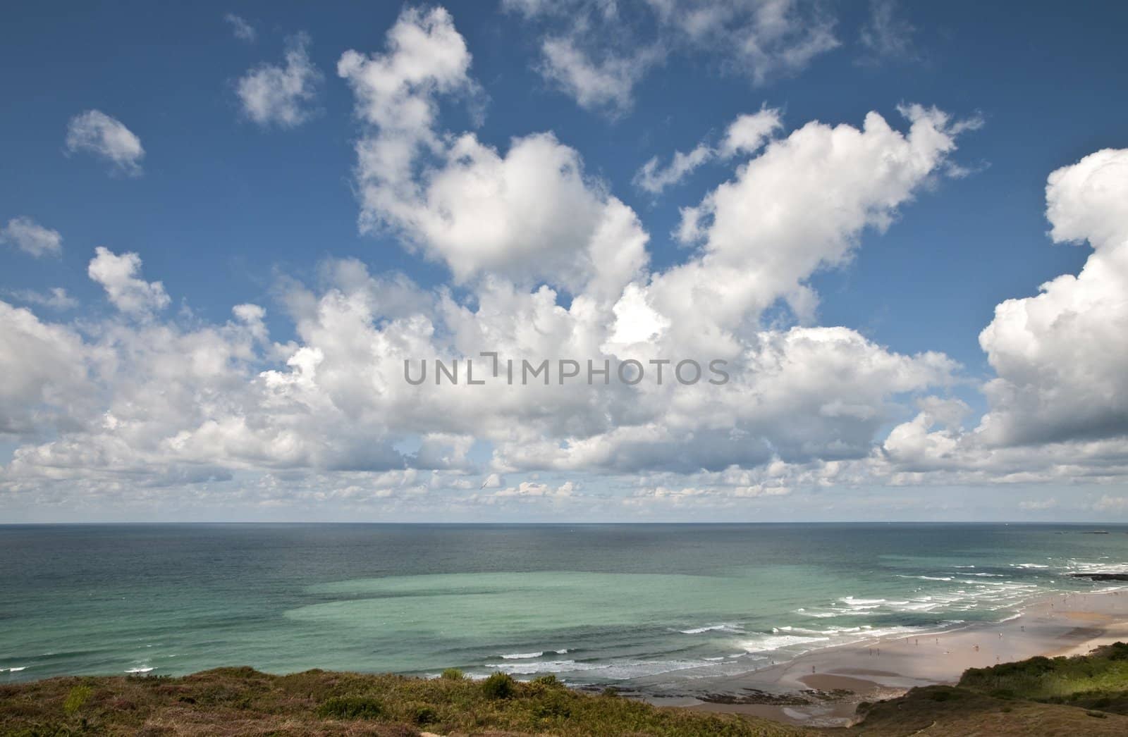 Seascape of the french Atlantic coast with a beautiful sky
