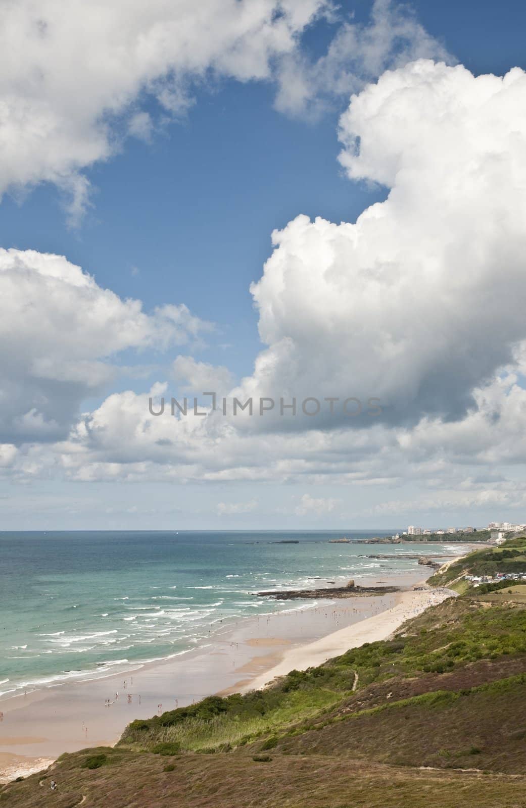 Sea view of the french Atlantic coast with a beautiful sky